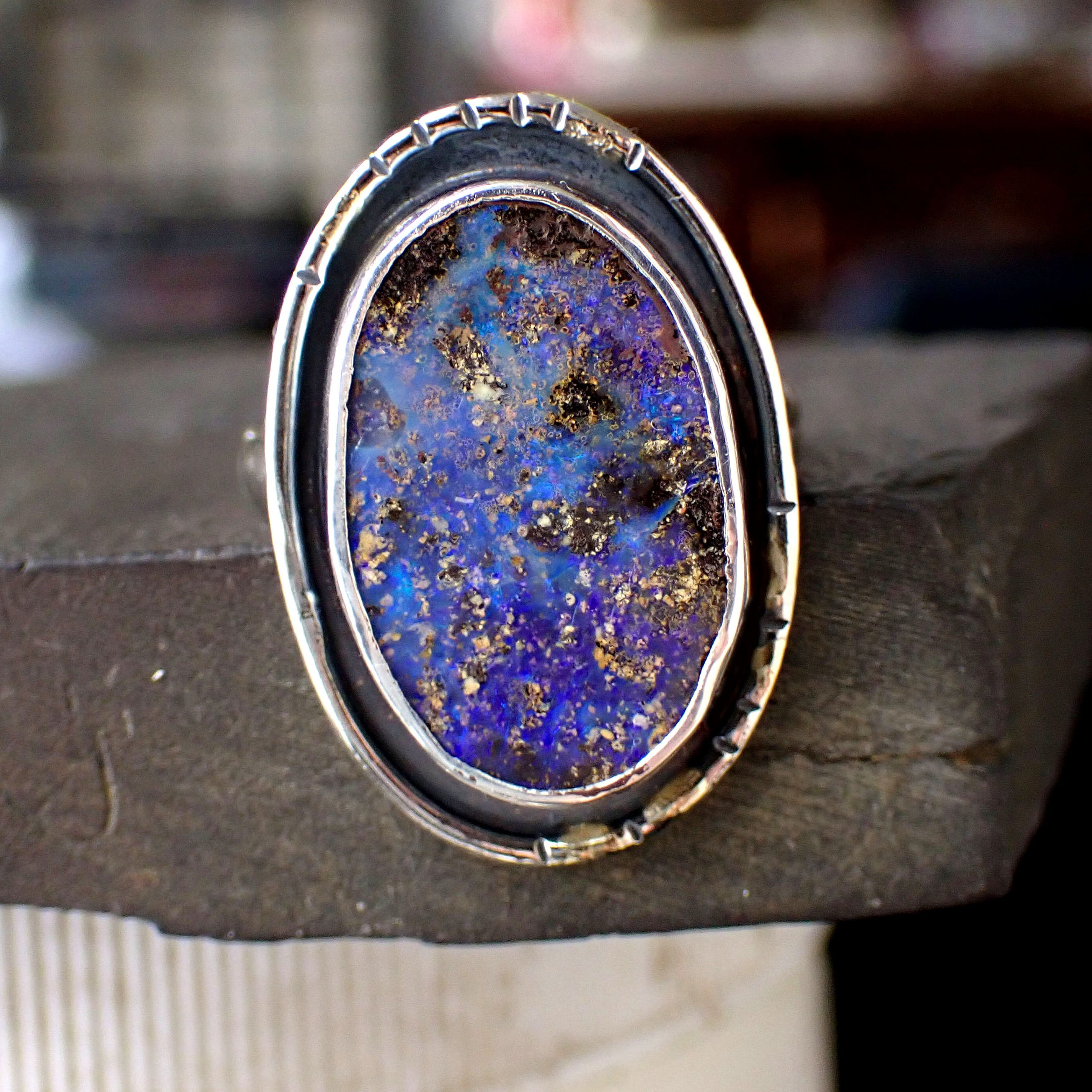 Ring genuine shops Boulder Opal size 8.75